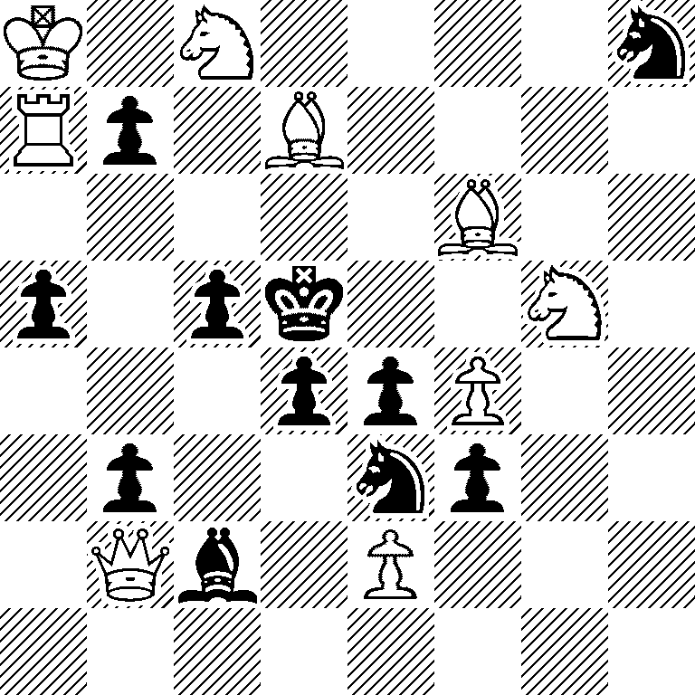 K1N4n/Rp1B4/5B2/p1pk2N1/3ppP2/1p2np2/1Qb1P3/8