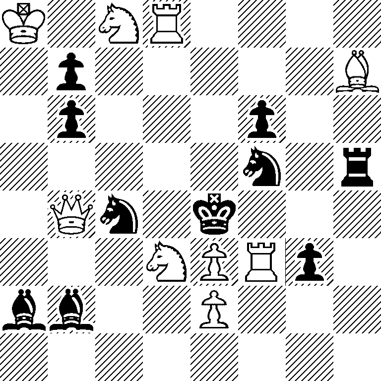 K1NR4/1p5B/1p3p2/5n1r/1Qn1k3/3NPRp1/bb2P3/8