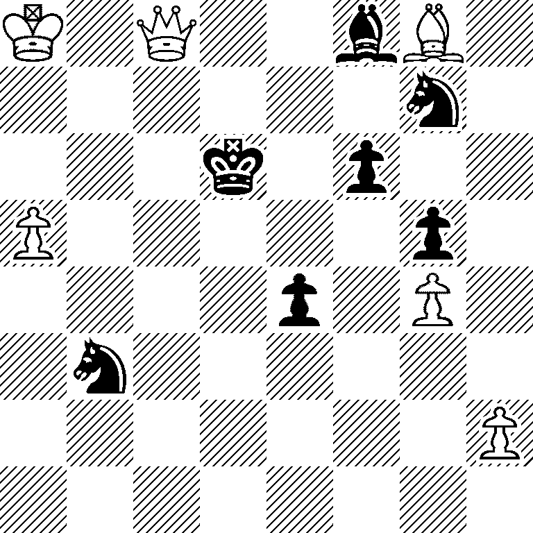 K1Q2bB1/6n1/3k1p2/P5p1/4p1P1/1n6/7P/8
