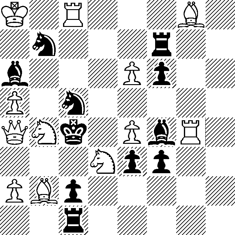 K1R3B1/1n3r2/b3Pp2/P1n5/QNk1PbR1/3Npp2/PBp5/2r5