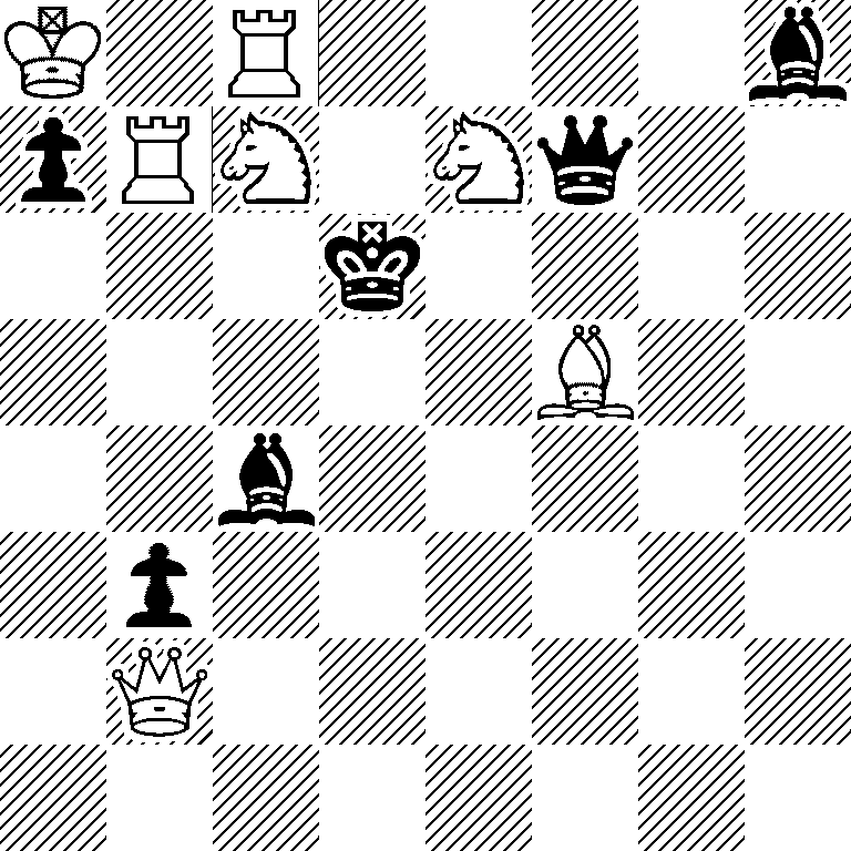 K1R4b/pRN1Nq2/3k4/5B2/2b5/1p6/1Q6/8