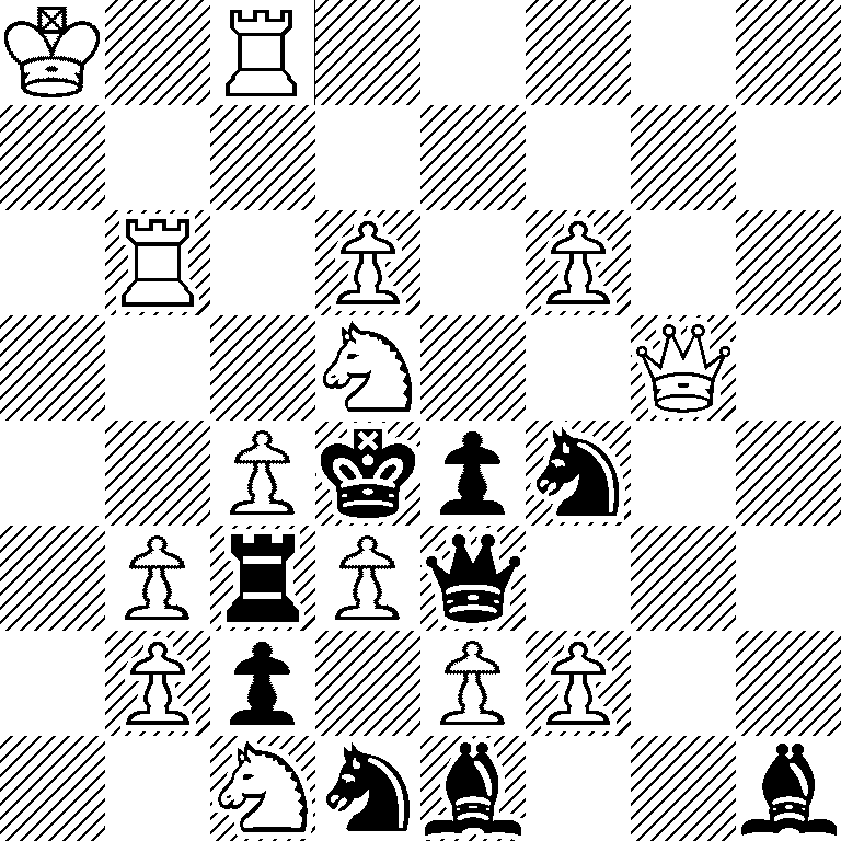 K1R5/8/1R1P1P2/3N2Q1/2Pkpn2/1PrPq3/1Pp1PP2/2Nnb2b