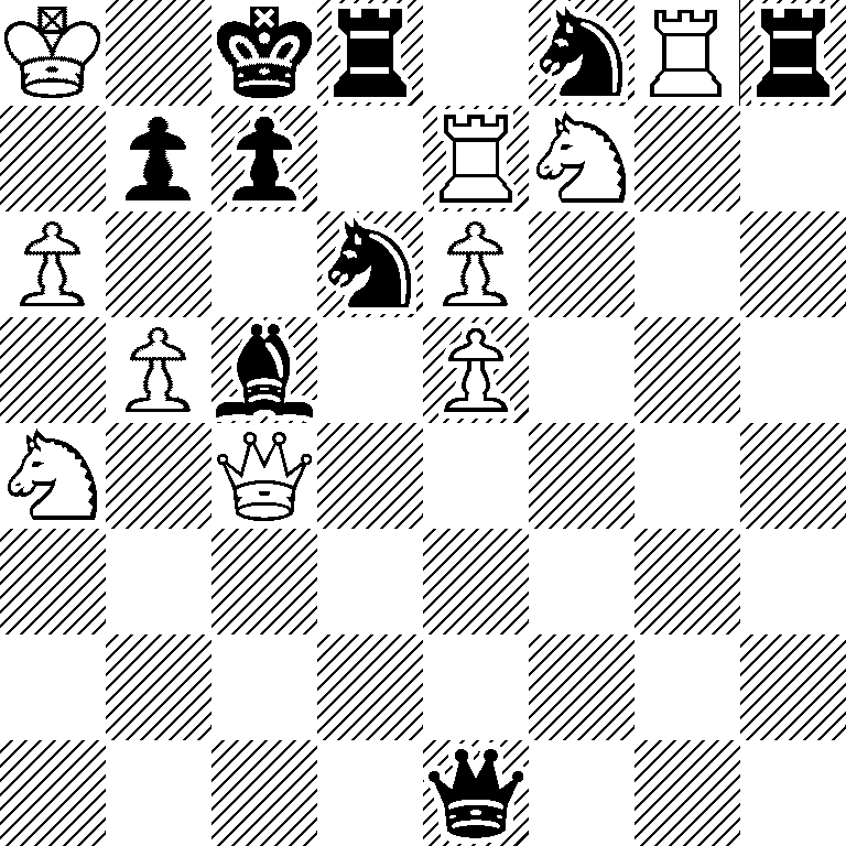 K1kr1nRr/1pp1RN2/P2nP3/1Pb1P3/N1Q5/8/8/4q3