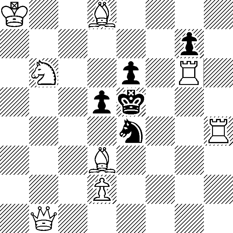 K2B4/6p1/1N2p1R1/3pk3/4n2R/3B4/3P4/1Q6