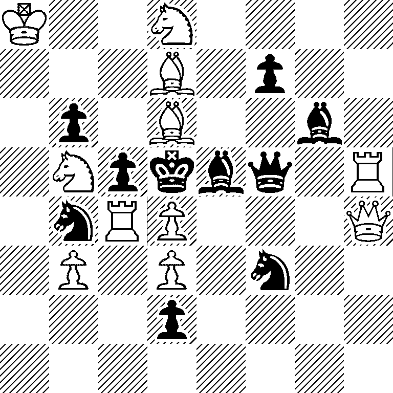 K2N4/3B1p2/1p1B2b1/1Npkbq1R/1nRP3Q/1P1P1n2/3p4/8