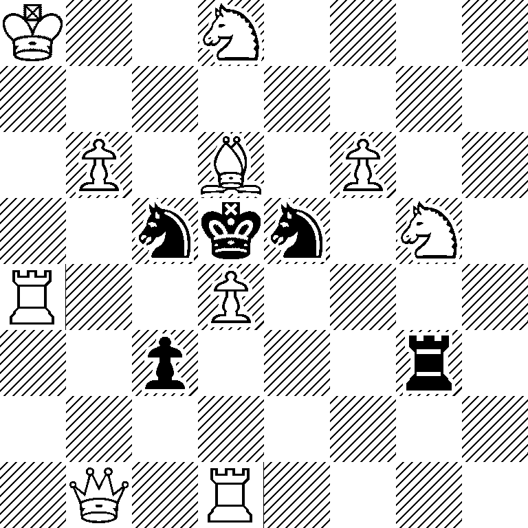 K2N4/8/1P1B1P2/2nkn1N1/R2P4/2p3r1/8/1Q1R4