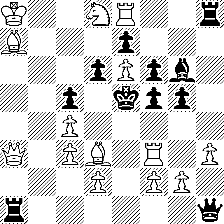 K2NR2r/B3p3/3pPpb1/2p1kpp1/2P5/Q1PB1R1P/3P1PP1/r6q