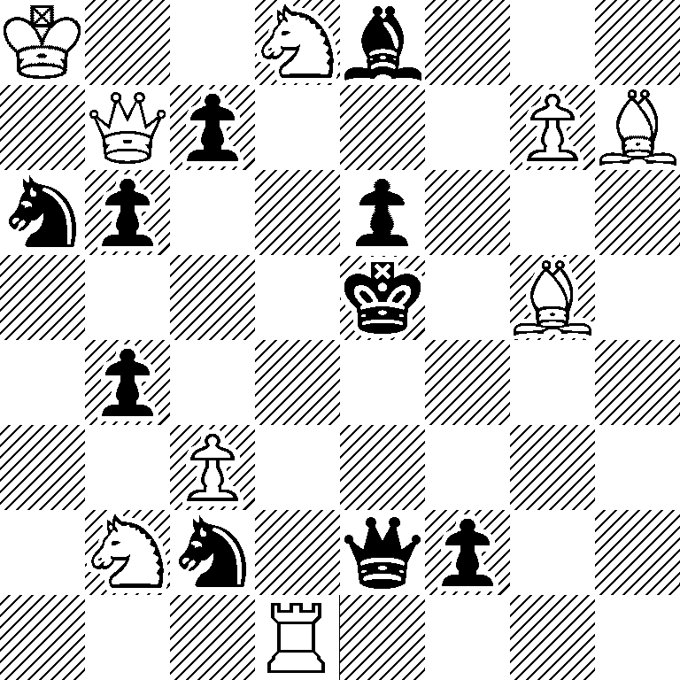 K2Nb3/1Qp3PB/np2p3/4k1B1/1p6/2P5/1Nn1qp2/3R4