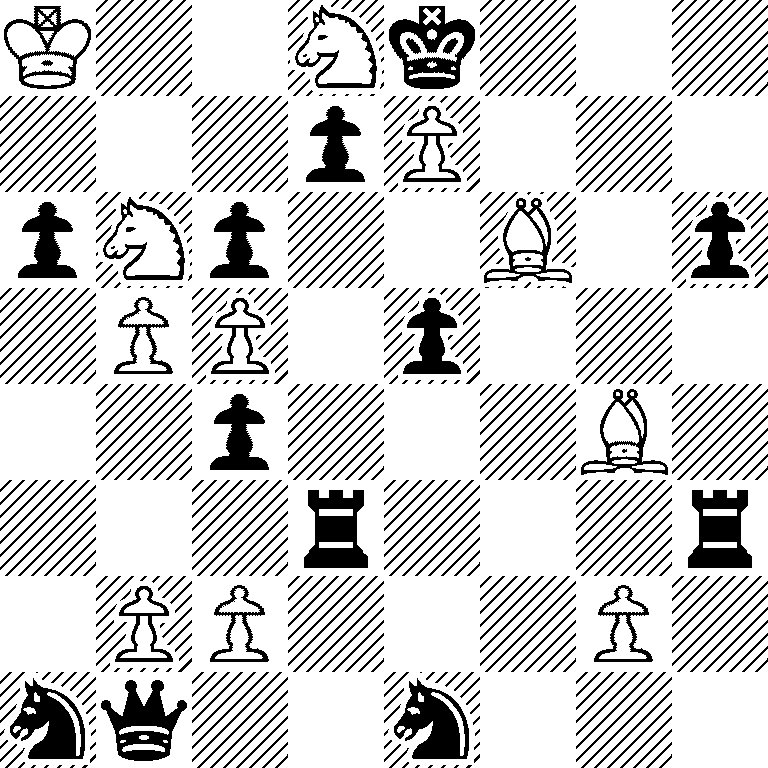 K2Nk3/3pP3/pNp2B1p/1PP1p3/2p3B1/3r3r/1PP3P1/nq2n3