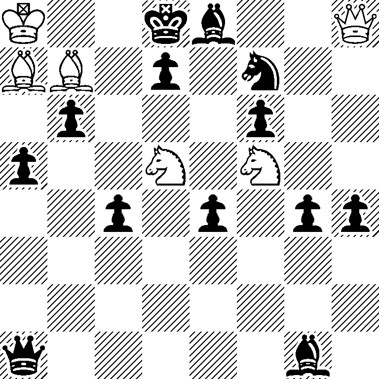 K2kb2Q/BB1p1n2/1p3p2/p2N1N2/2p1p1pp/8/8/q5b1