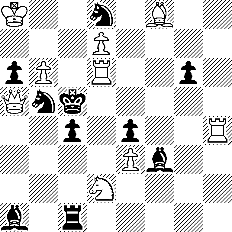 K2n1B2/3P4/pP1R2p1/Qnk5/2p1p2R/4Pb2/3N4/b1r5