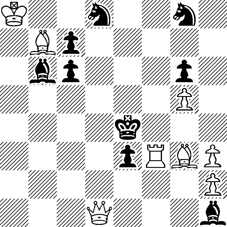 K2n2n1/1Bp5/1bp3p1/6P1/4k3/4pRBP/7P/3Q3b