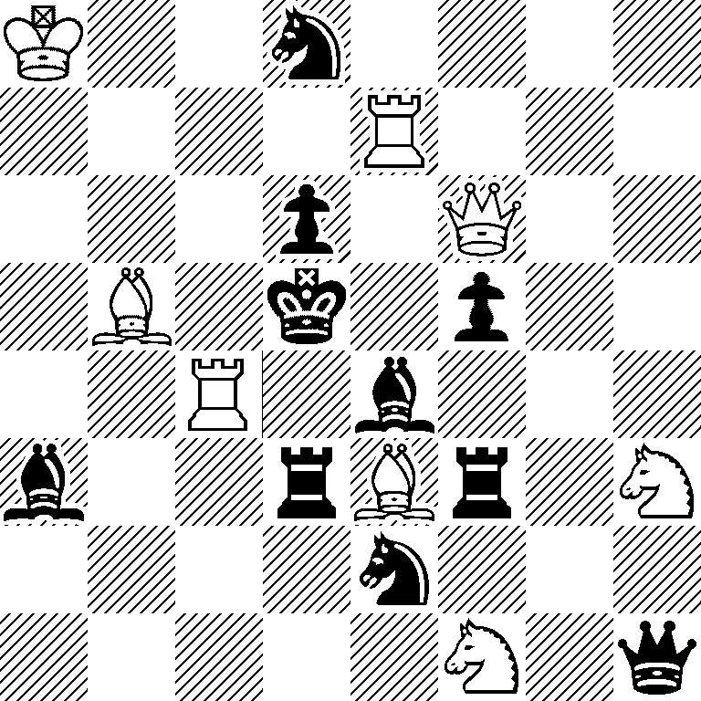 K2n4/4R3/3p1Q2/1B1k1p2/2R1b3/b2rBr1N/4n3/5N1q