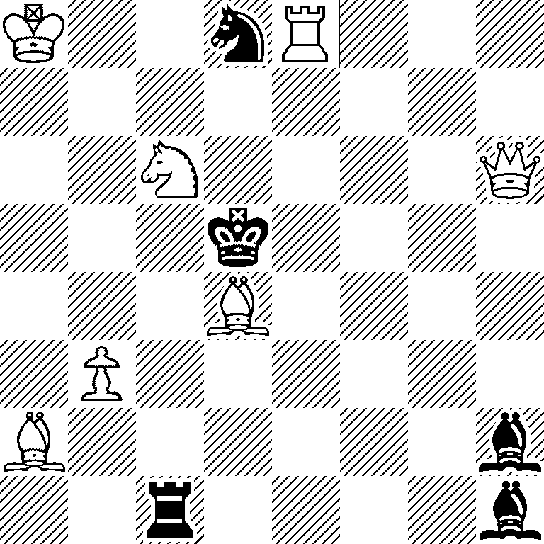 K2nR3/8/2N4Q/3k4/3B4/1P6/B6b/2r4b