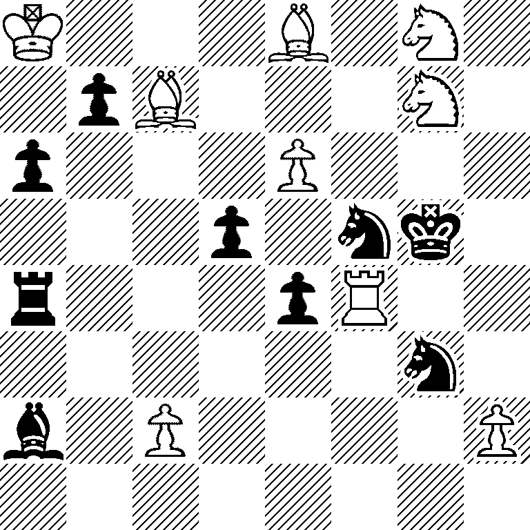 K3B1N1/1pB3N1/p3P3/3p1nk1/r3pR2/6n1/b1P4P/8
