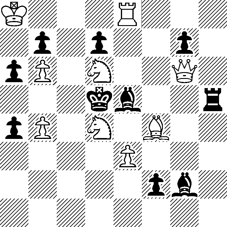 K3R3/1p1p2p1/pP1N2Q1/3kb2r/pP1N1B2/4P3/5pb1/8