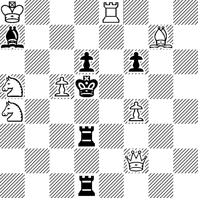 K3R3/b5B1/3p1p2/N1Pk4/N4P2/3r4/5Q2/3r4