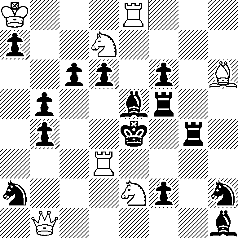 K3R3/p2N4/2pp1p1B/1p2br2/1p2k1r1/3R4/n3Np1n/1Q5b