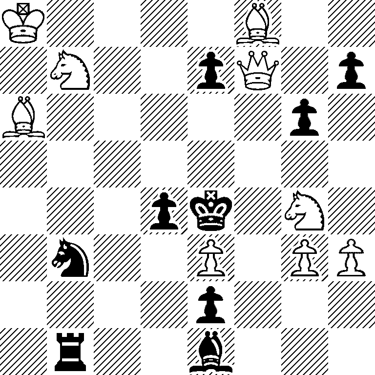 K4B2/1N2pQ1p/B5p1/8/3pk1N1/1n2P1PP/4p3/1r2b3