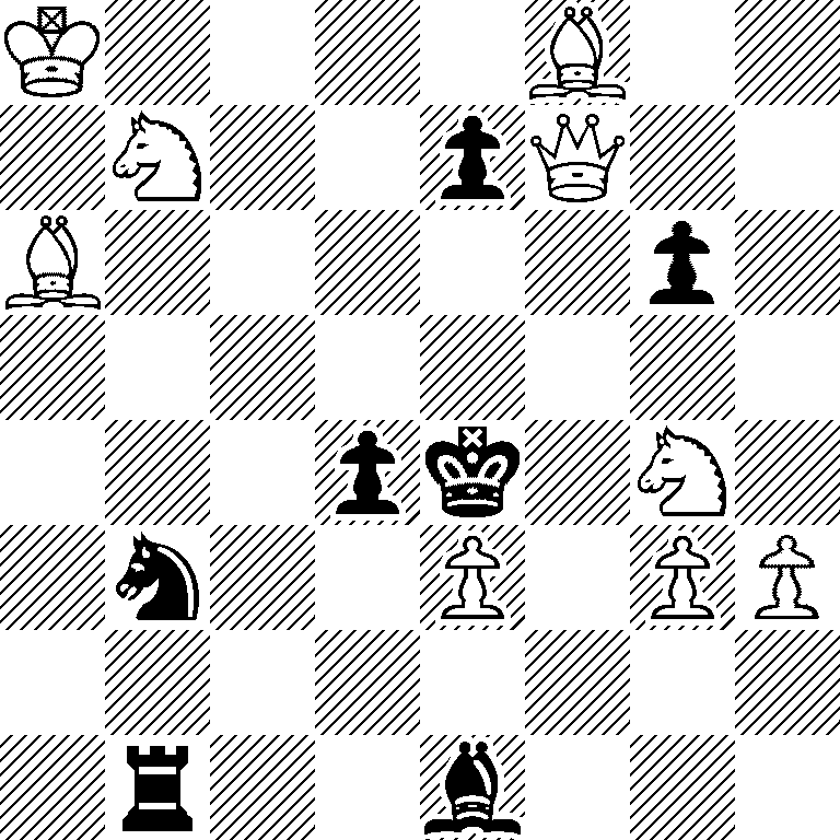 K4B2/1N2pQ2/B5p1/8/3pk1N1/1n2P1PP/8/1r2b3