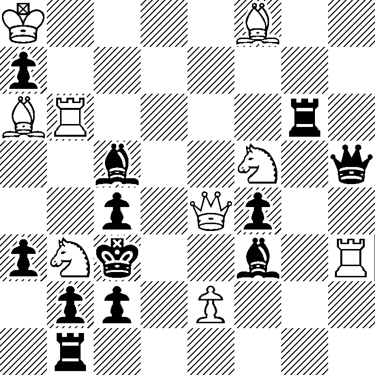 K4B2/p7/BR4r1/2b2N1q/2p1Qp2/pNk2b1R/1pp1P3/1r6