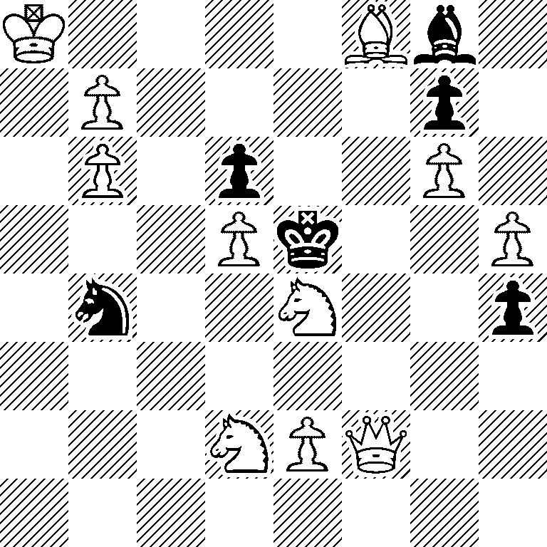 K4Bb1/1P4p1/1P1p2P1/3Pk2P/1n2N2p/8/3NPQ2/8