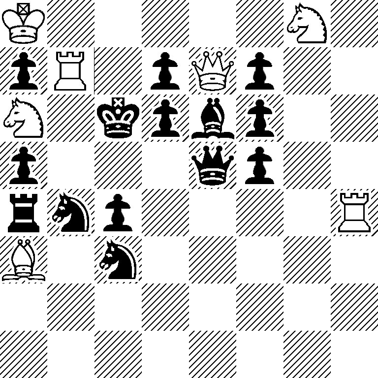 K5N1/pR1pQp2/N1kpbp2/p3qp2/rnp4R/B1n5/8/8