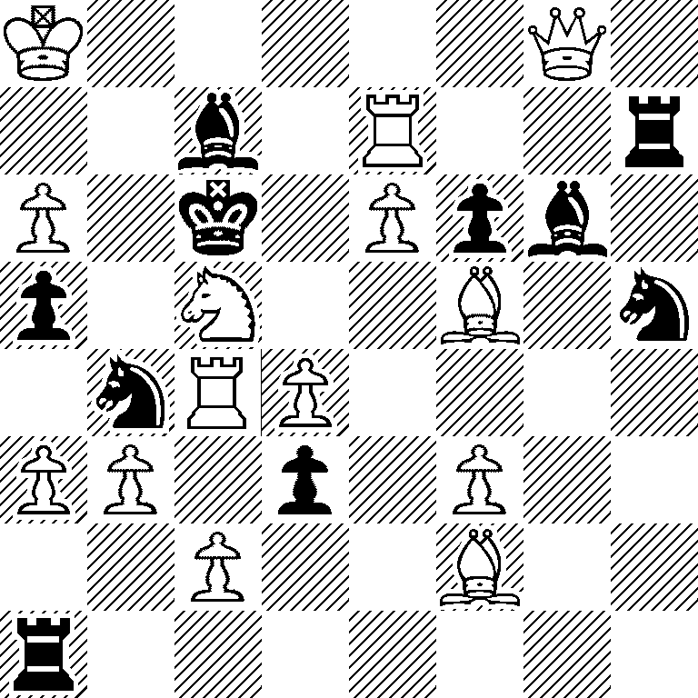 K5Q1/2b1R2r/P1k1Ppb1/p1N2B1n/1nRP4/PP1p1P2/2P2B2/r7