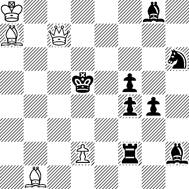 K5b1/B1Q5/7n/3k1p2/5pp1/8/3P1r1b/1B6