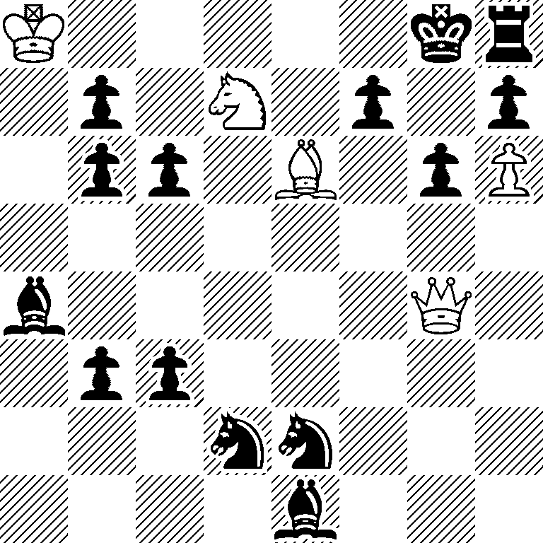 K5kr/1p1N1p1p/1pp1B1pP/8/b5Q1/1pp5/3nn3/4b3