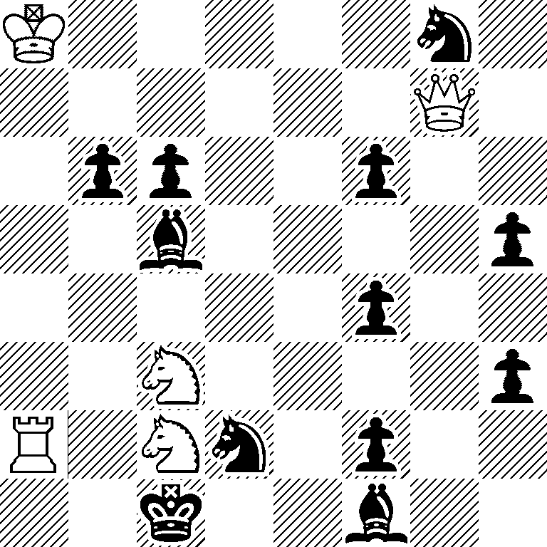K5n1/6Q1/1pp2p2/2b4p/5p2/2N4p/R1Nn1p2/2k2b2