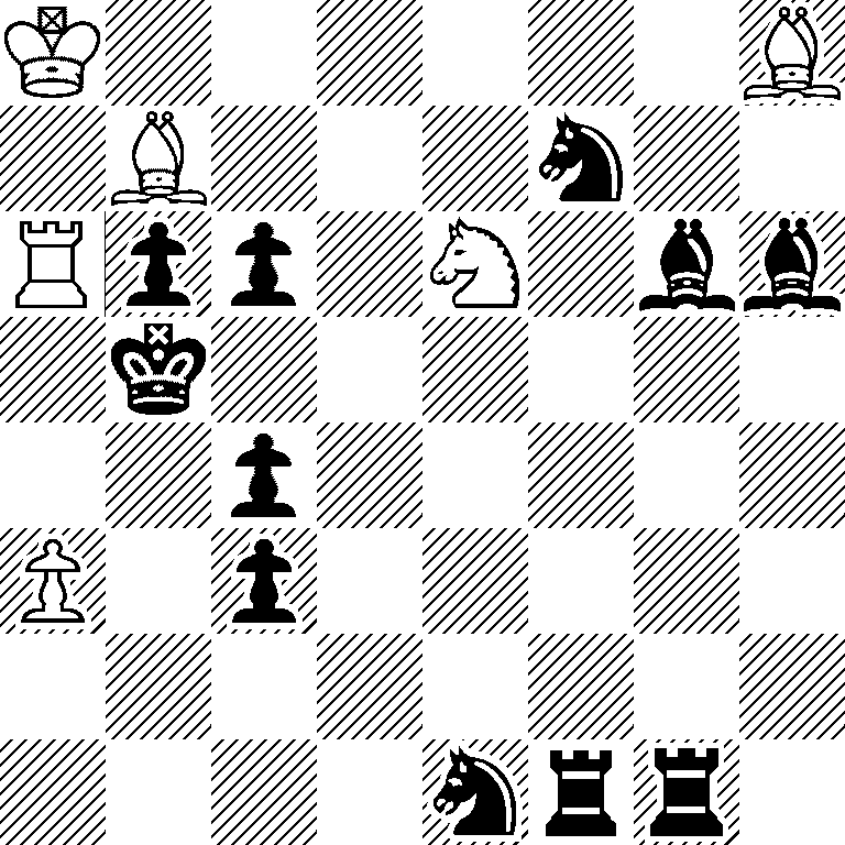 K6B/1B3n2/Rpp1N1bb/1k6/2p5/P1p5/8/4nrr1