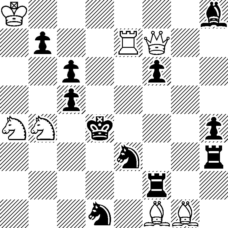 K6b/1p2RQ2/2p2p2/2p5/NN1k3p/4n2r/5r2/3n1BB1