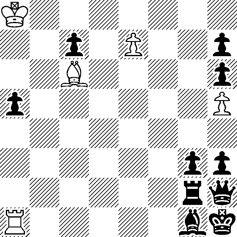 K7/2p1P2p/2B4p/p6P/8/6pp/6rq/R5bk