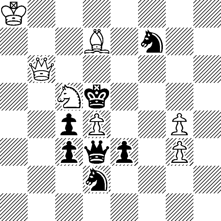 K7/3B1n2/1Q6/2Nk4/2pP2P1/2pqp1P1/3n4/8