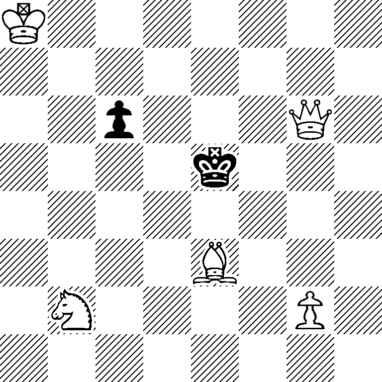 K7/8/2p3Q1/4k3/8/4B3/1N4P1/8