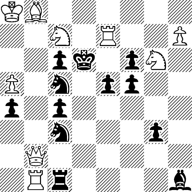 KB6/2N1R2P/2pk1pN1/P1n1pp2/p1p5/2n3p1/1Q6/1Rr4b
