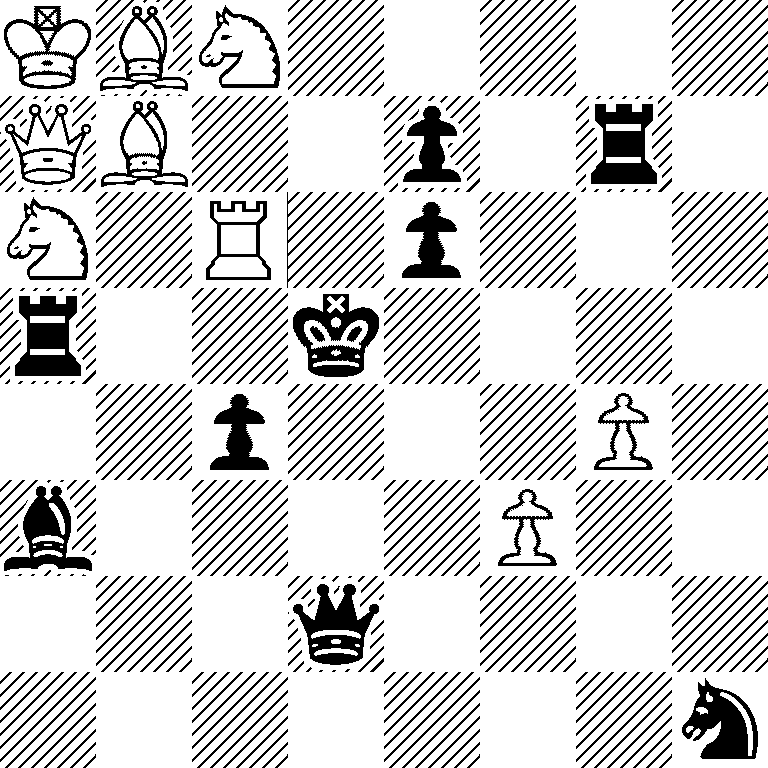 KBN5/QB2p1r1/N1R1p3/r2k4/2p3P1/b4P2/3q4/7n