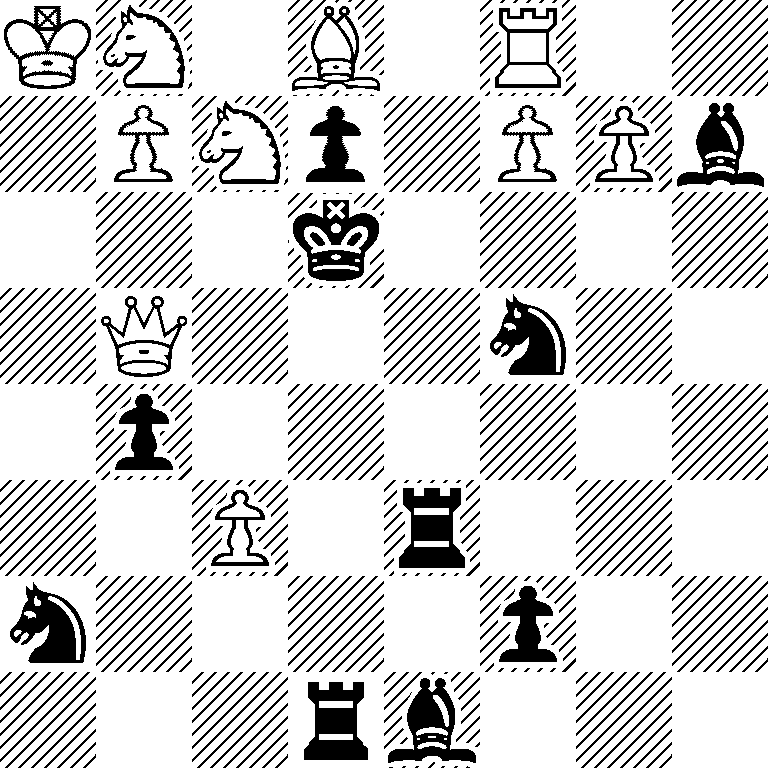 KN1B1R2/1PNp1PPb/3k4/1Q3n2/1p6/2P1r3/n4p2/3rb3