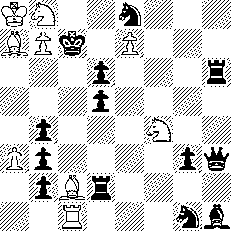 KN2n3/BPk1P3/3p3r/3p4/1p3N2/Pp4pq/1pBr4/2R3nb