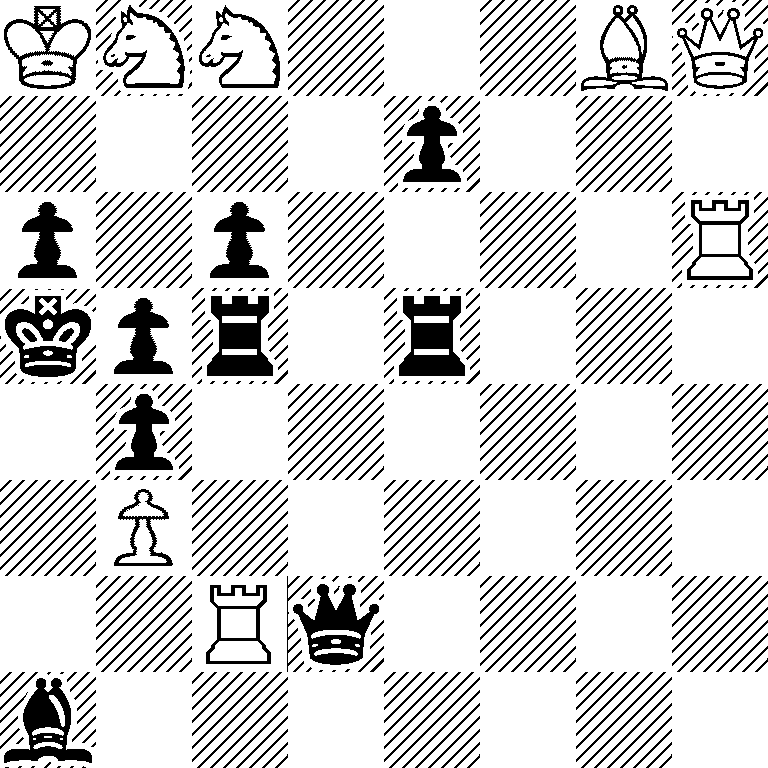 KNN3BQ/4p3/p1p4R/kpr1r3/1p6/1P6/2Rq4/b7