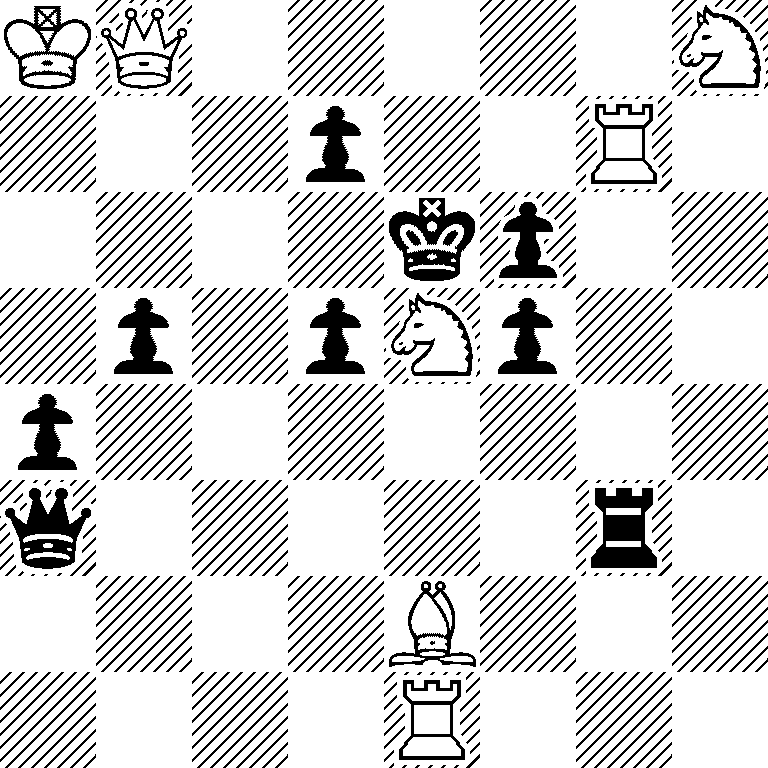 KQ5N/3p2R1/4kp2/1p1pNp2/p7/q5r1/4B3/4R3