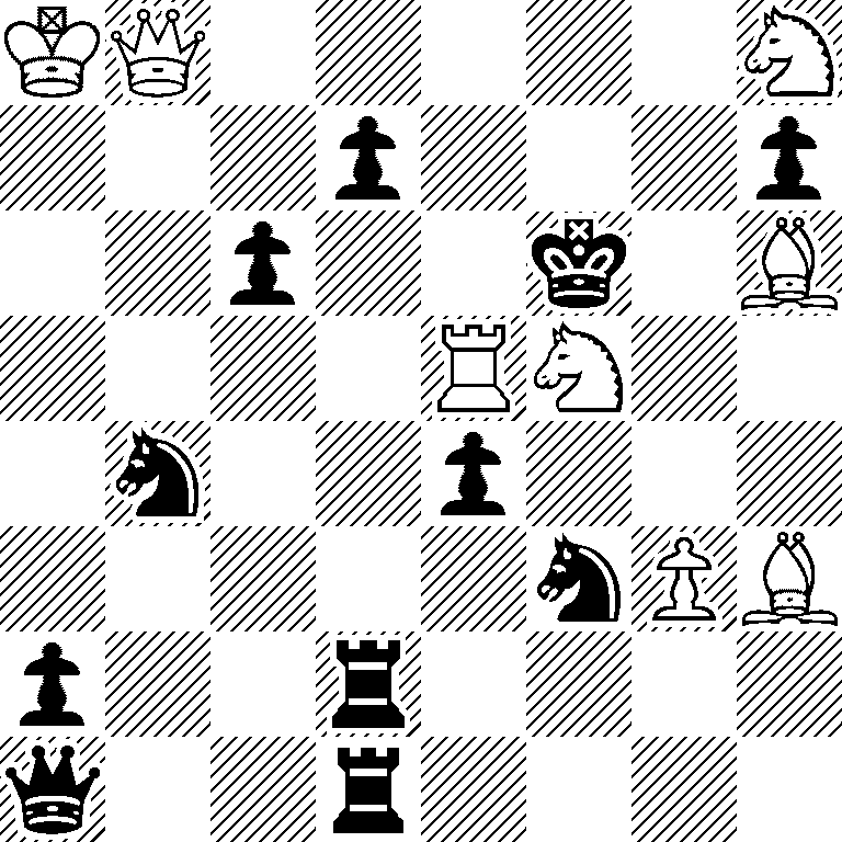 KQ5N/3p3p/2p2k1B/4RN2/1n2p3/5nPB/p2r4/q2r4