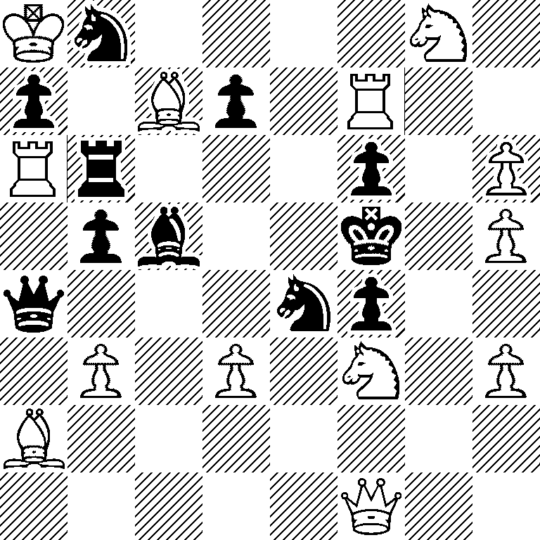 Kn4N1/p1Bp1R2/Rr3p1P/1pb2k1P/q3np2/1P1P1N1P/B7/5Q2