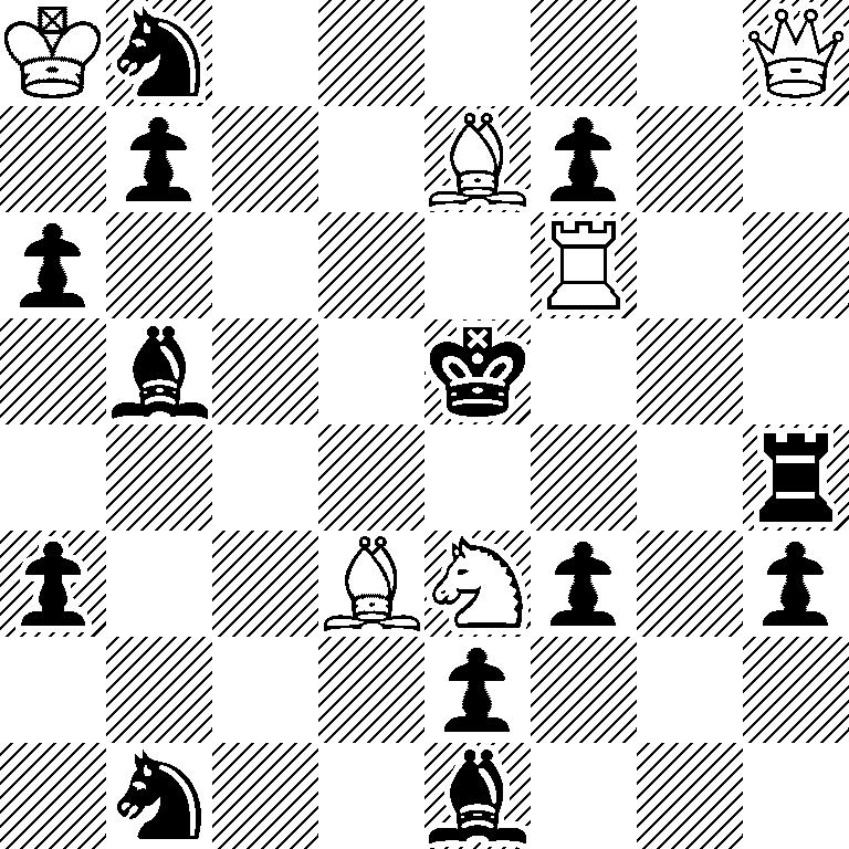 Kn5Q/1p2Bp2/p4R2/1b2k3/7r/p2BNp1p/4p3/1n2b3