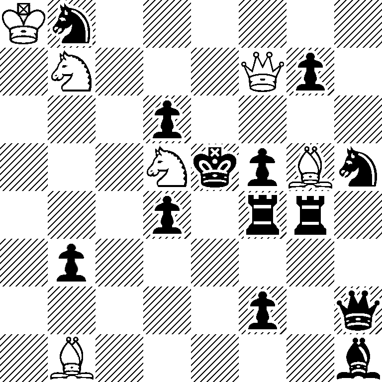 Kn6/1N3Qp1/3p4/3NkpBn/3p1rr1/1p6/5p1q/1B5b