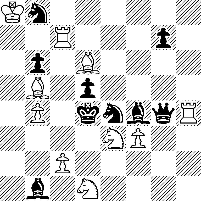Kn6/2R3p1/1p1B4/1B1p4/1P1knbqR/4NP2/2P5/1b1N4