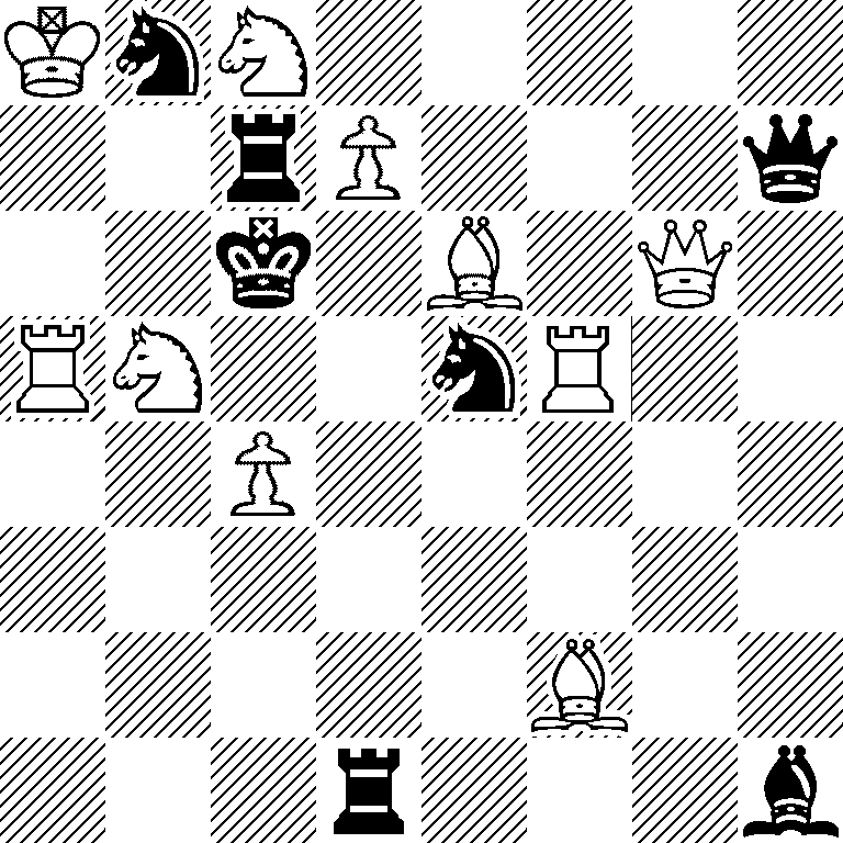 KnN5/2rP3q/2k1B1Q1/RN2nR2/2P5/8/5B2/3r3b