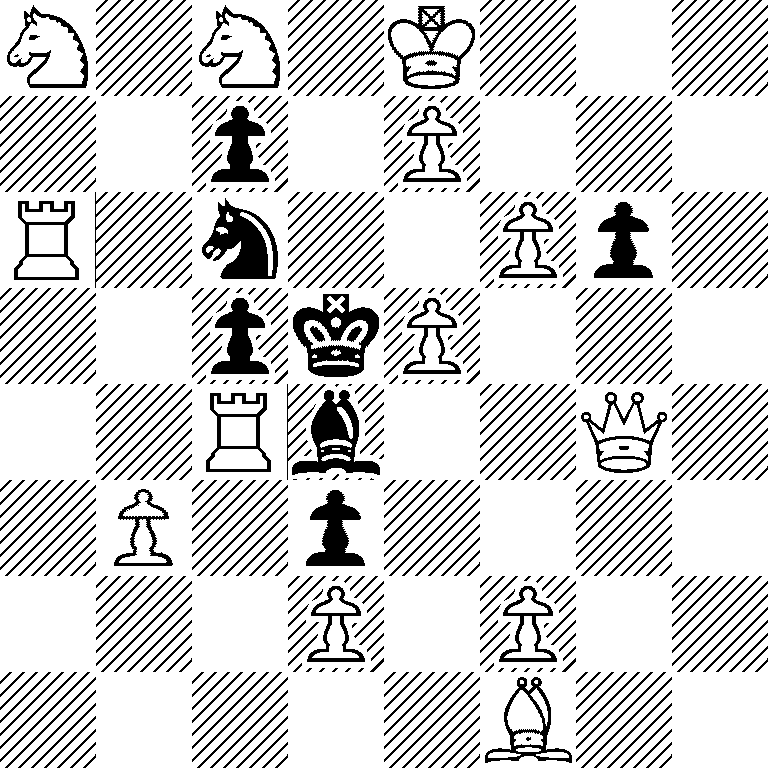 N1N1K3/2p1P3/R1n2Pp1/2pkP3/2Rb2Q1/1P1p4/3P1P2/5B2