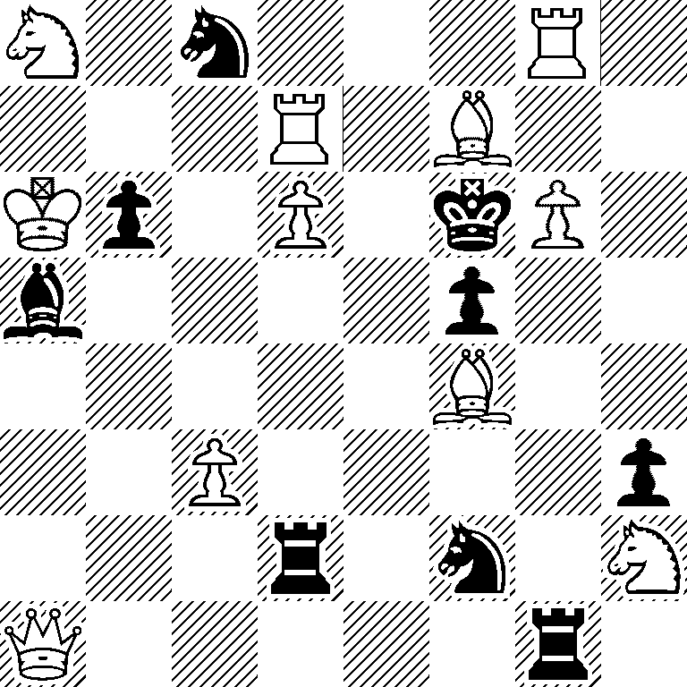 N1n3R1/3R1B2/Kp1P1kP1/b4p2/5B2/2P4p/3r1n1N/Q5r1